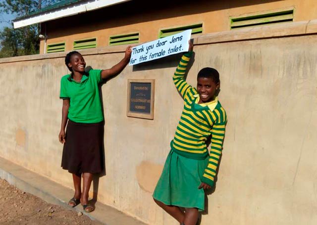 Donation of toilets for the girl's latrine by Mr. Jens